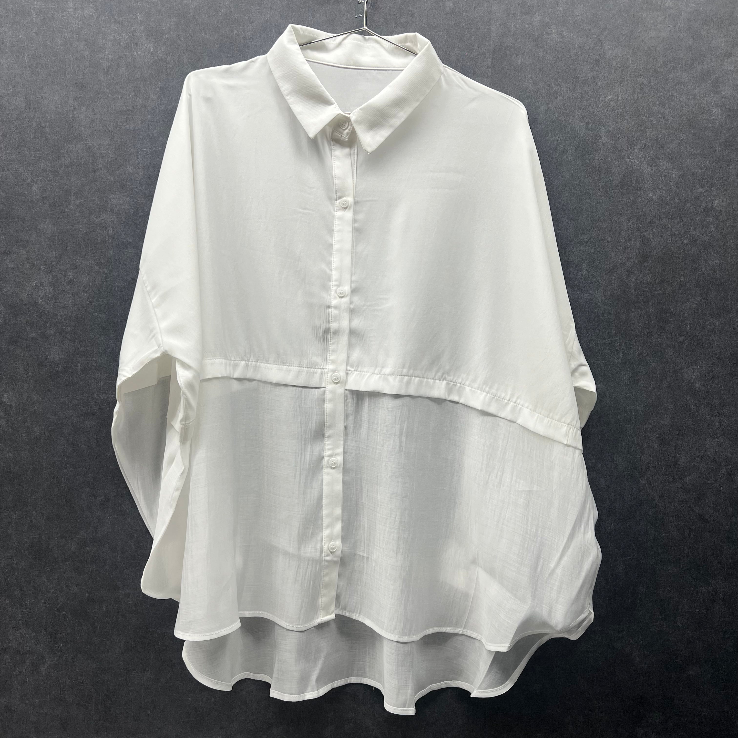 シアー切替ドルマンシャツ ホワイト※5/7～13までに順次発送予定