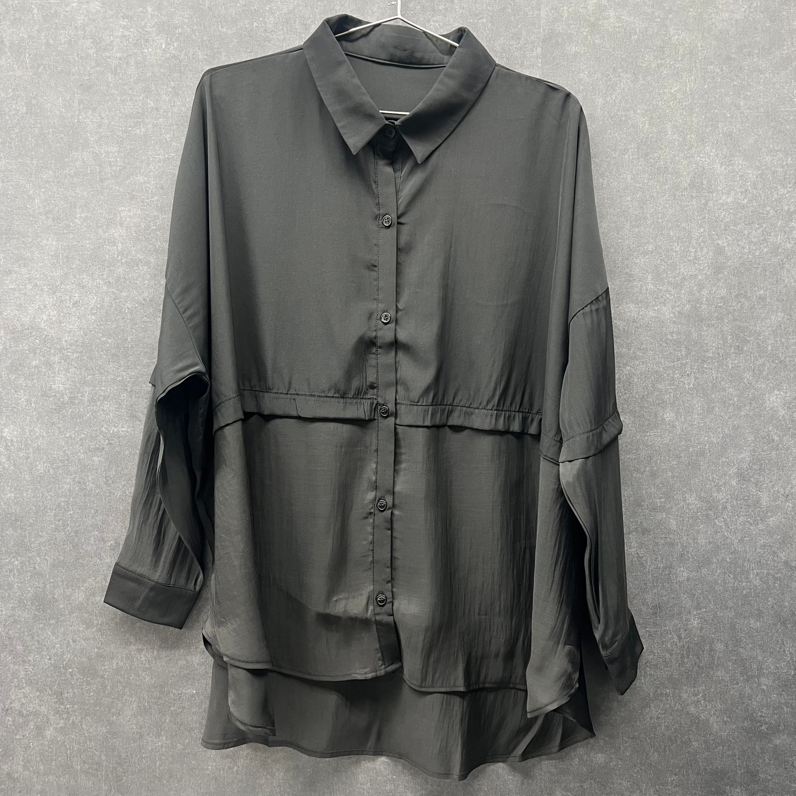 シアー切替ドルマンシャツ ブラック ※5/7～13までに順次発送予定