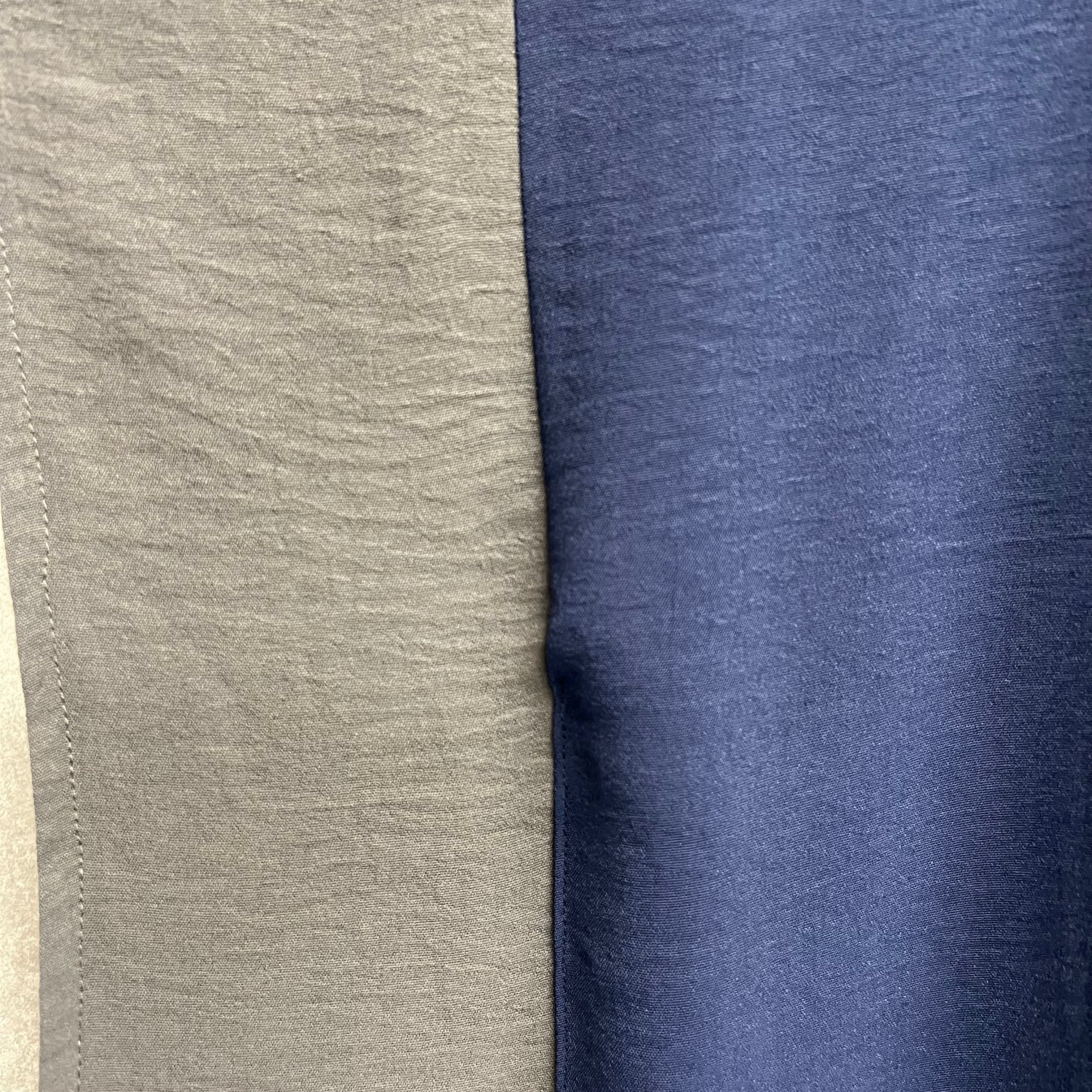 ロング丈配色ワッシャーポンチョ ネイビー※5/21～27迄に順次発送予定