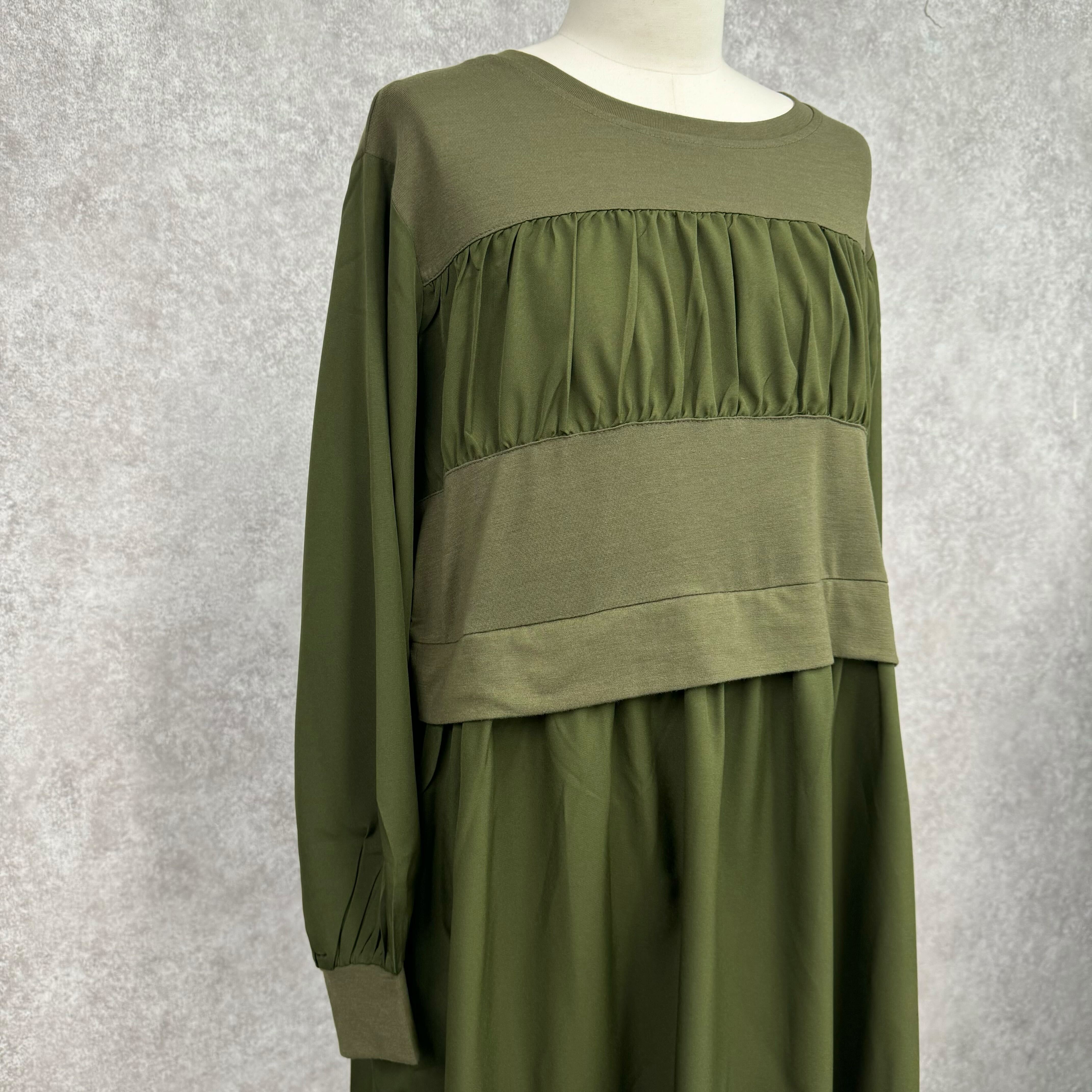 ドッキングデザインワンピース カーキ ※10/15迄に順次発送予定