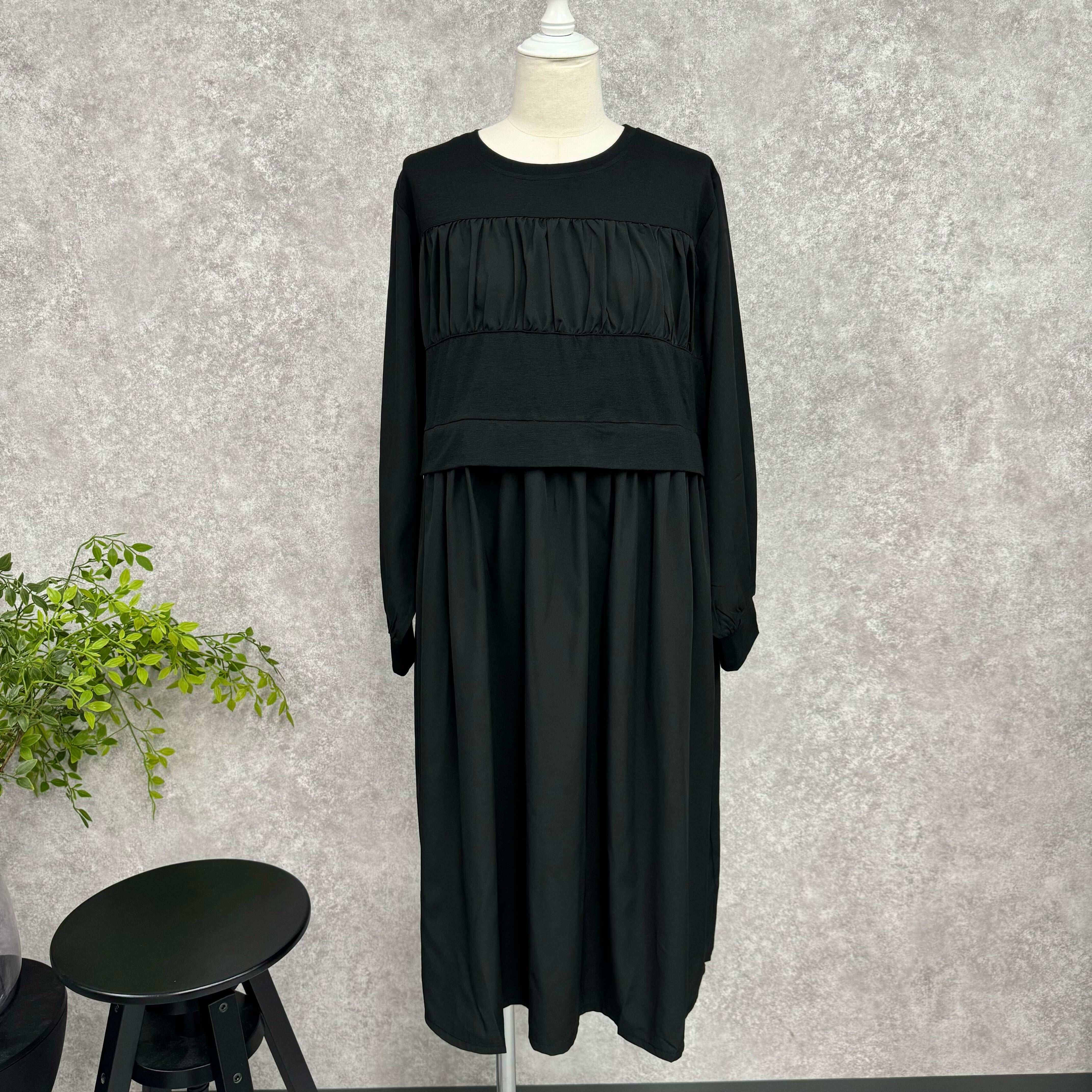 ドッキングデザインワンピース ブラック ※10/21迄に順次発送予定