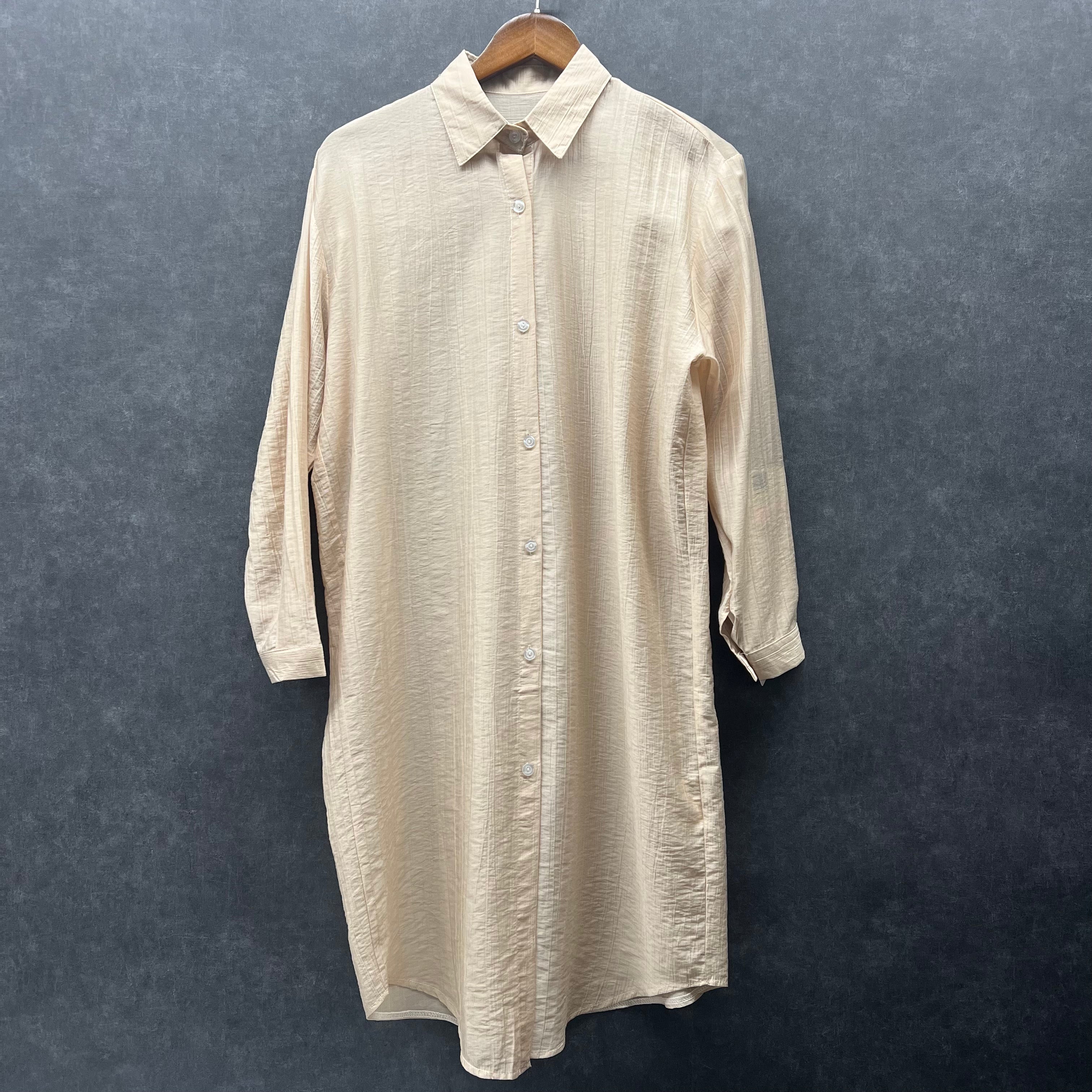 ガーゼ風シャツワンピース ベージュ　※2月上旬頃に順次発送予定