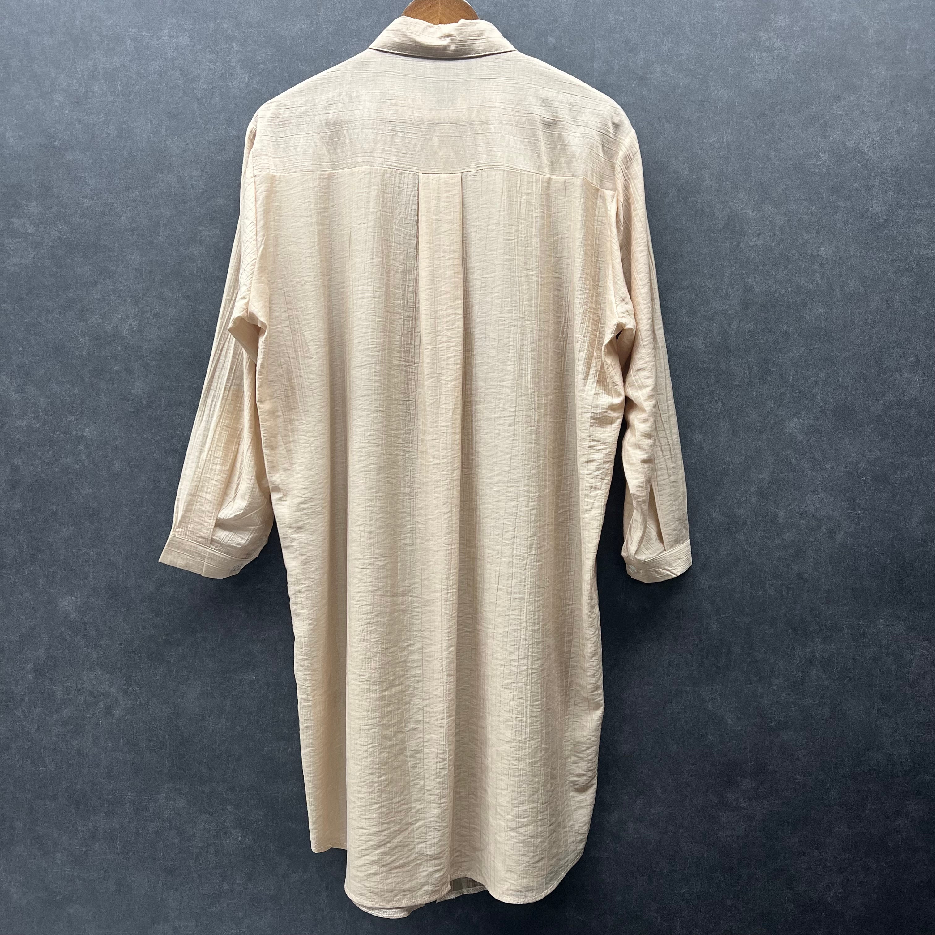 ガーゼ風シャツワンピース ベージュ　※2月上旬頃に順次発送予定