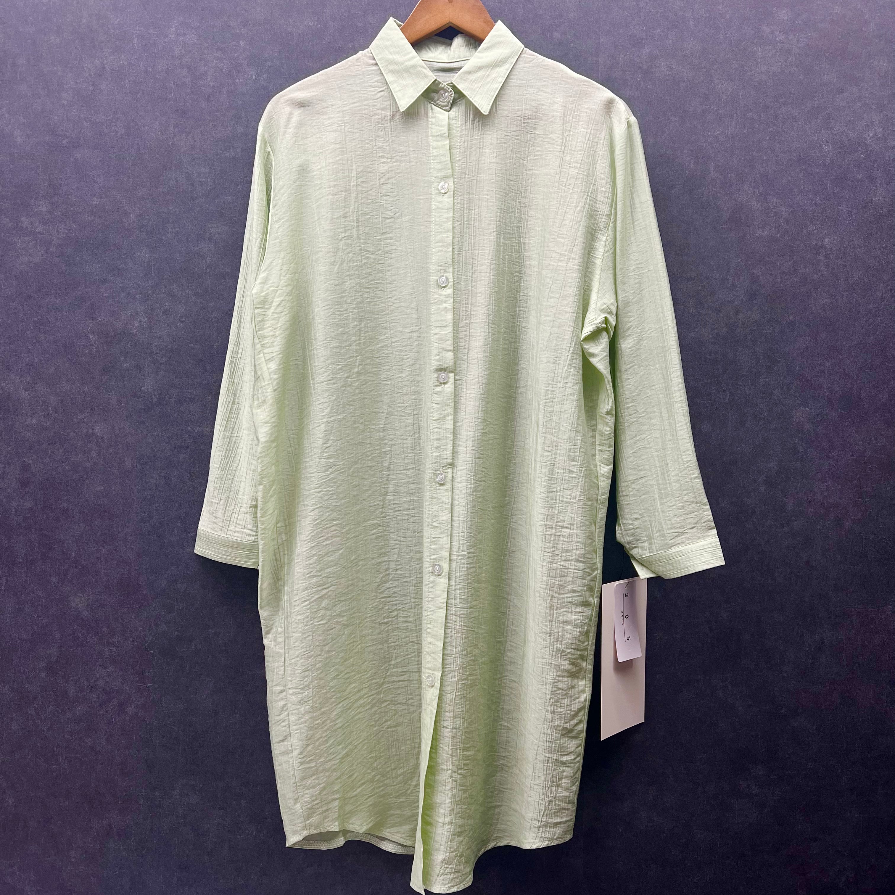 ガーゼ風シャツワンピース グリーン　※2月上旬頃に順次発送予定