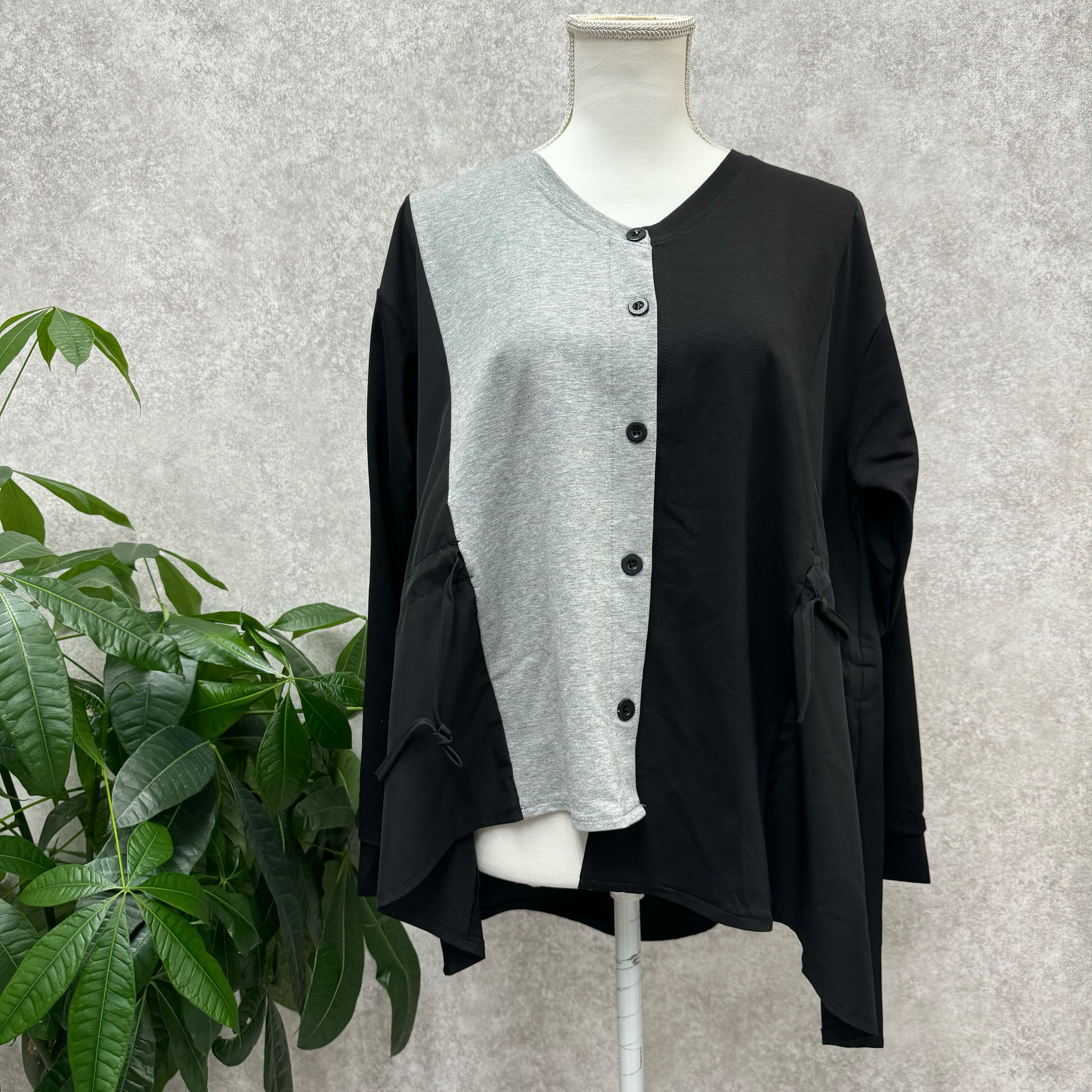 ドロスト配色カーディガン　ブラック ※10/21迄に順次発送予定