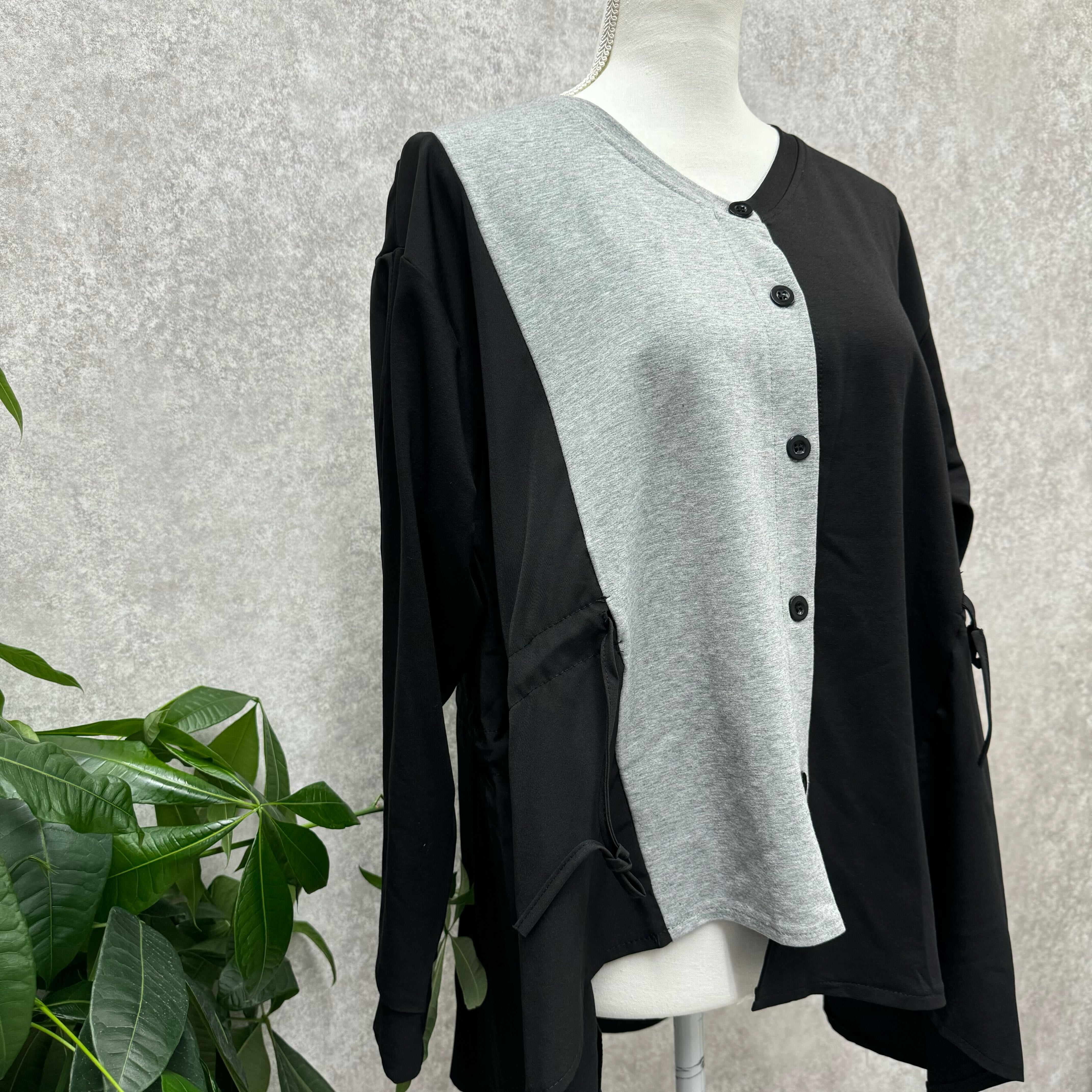 ドロスト配色カーディガン　ブラック ※10/21迄に順次発送予定