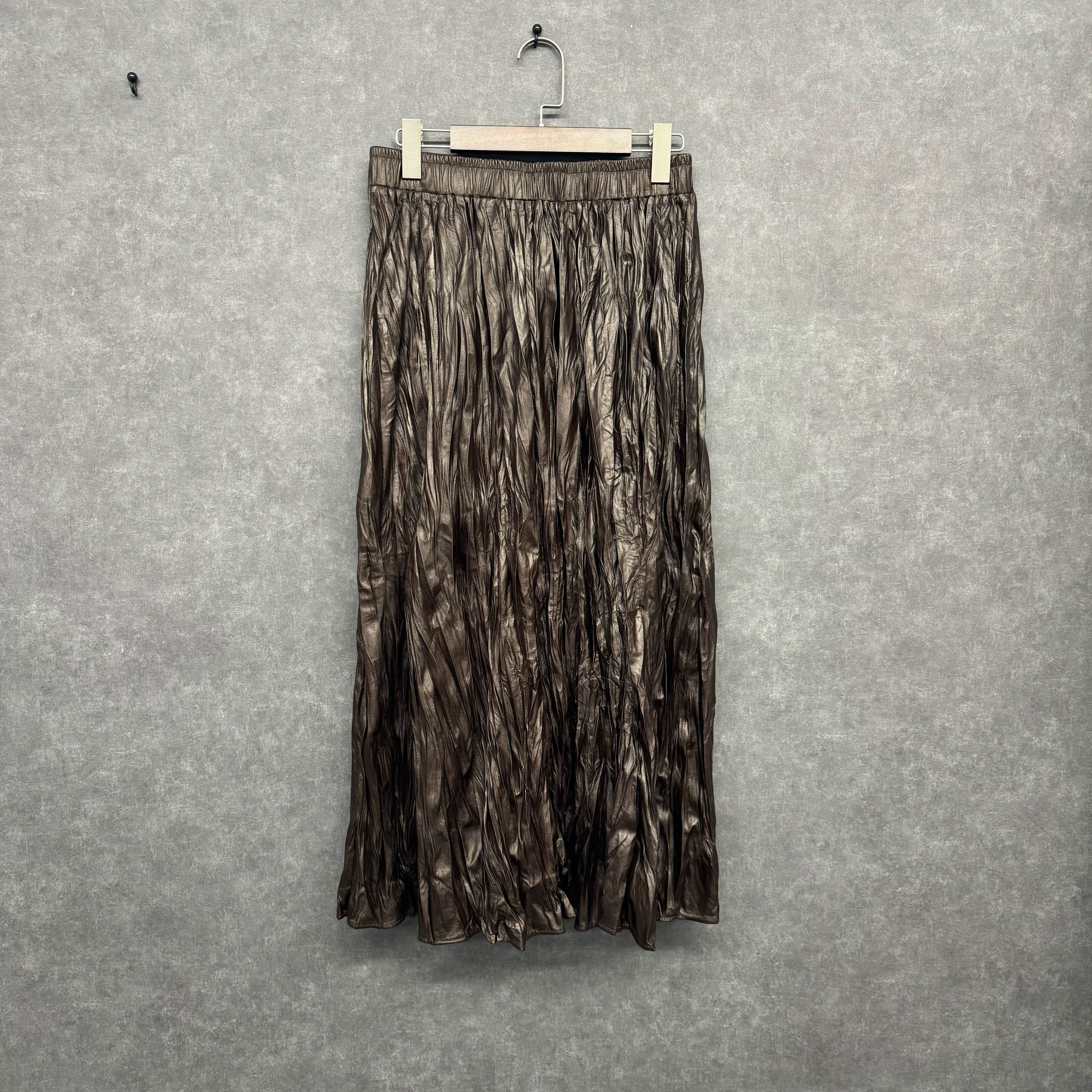 レザーライクプリーツスカート ブラウン※10/28迄に順次発送予定