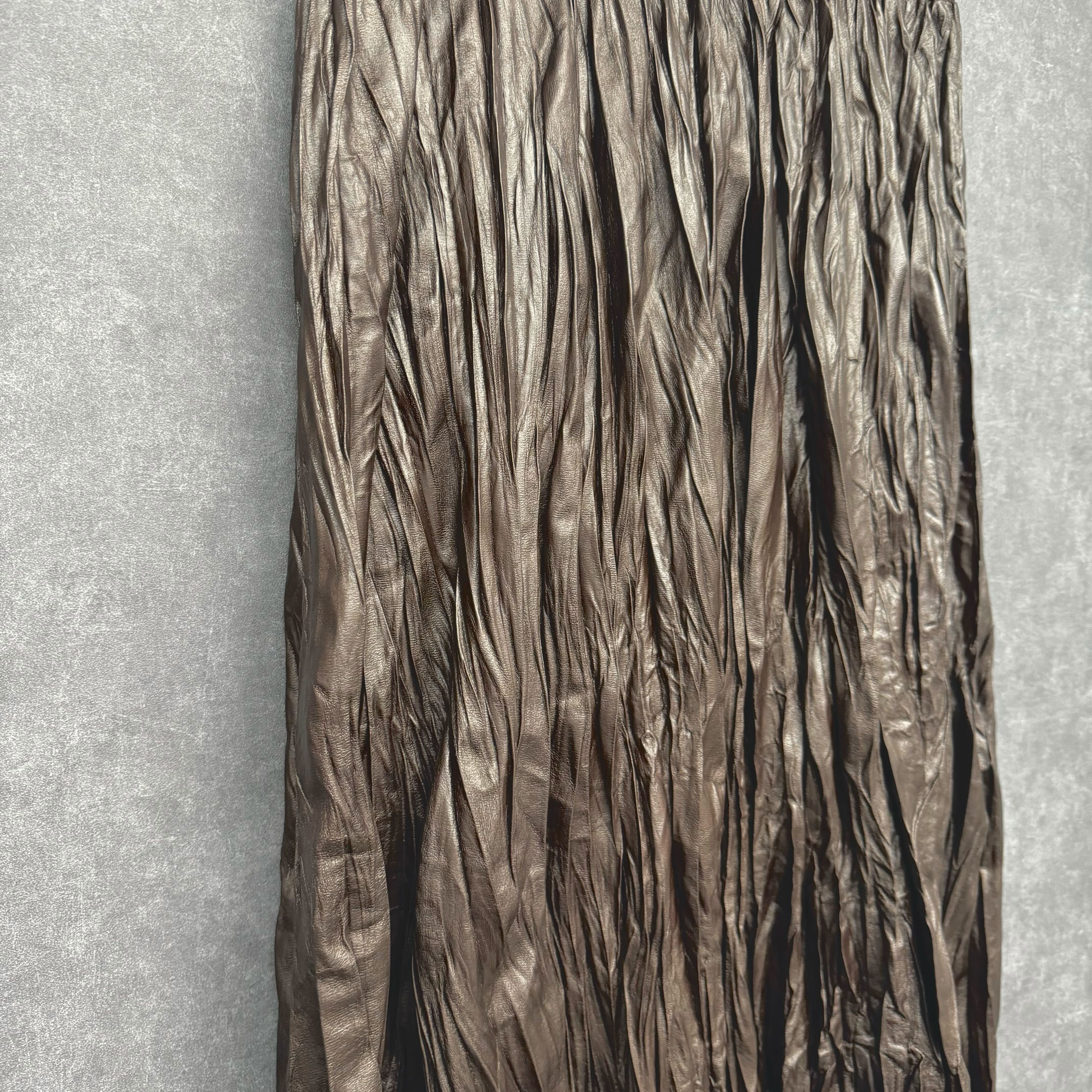 レザーライクプリーツスカート ブラウン※10/28迄に順次発送予定