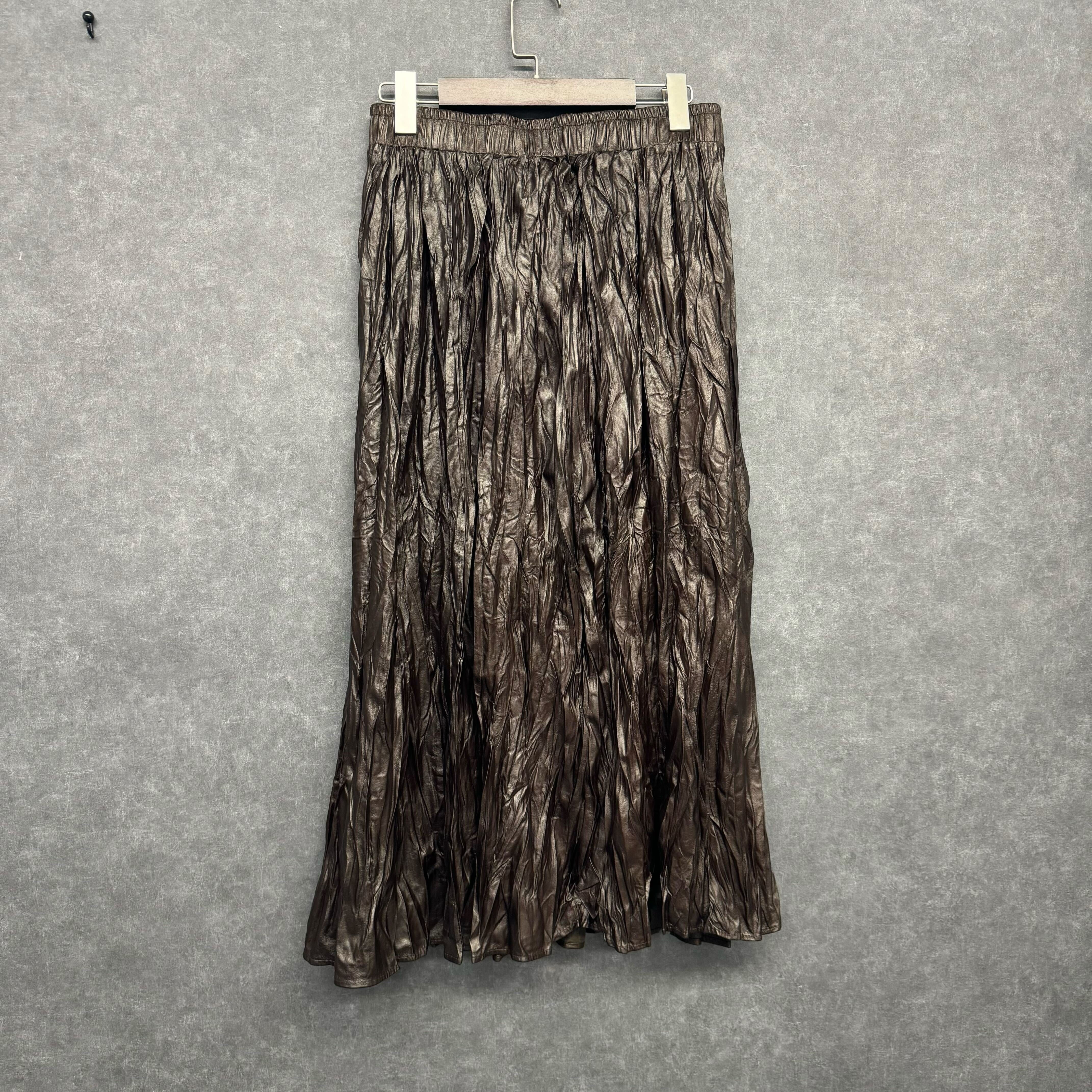 レザーライクプリーツスカート ブラウン※10/28迄に順次発送予定