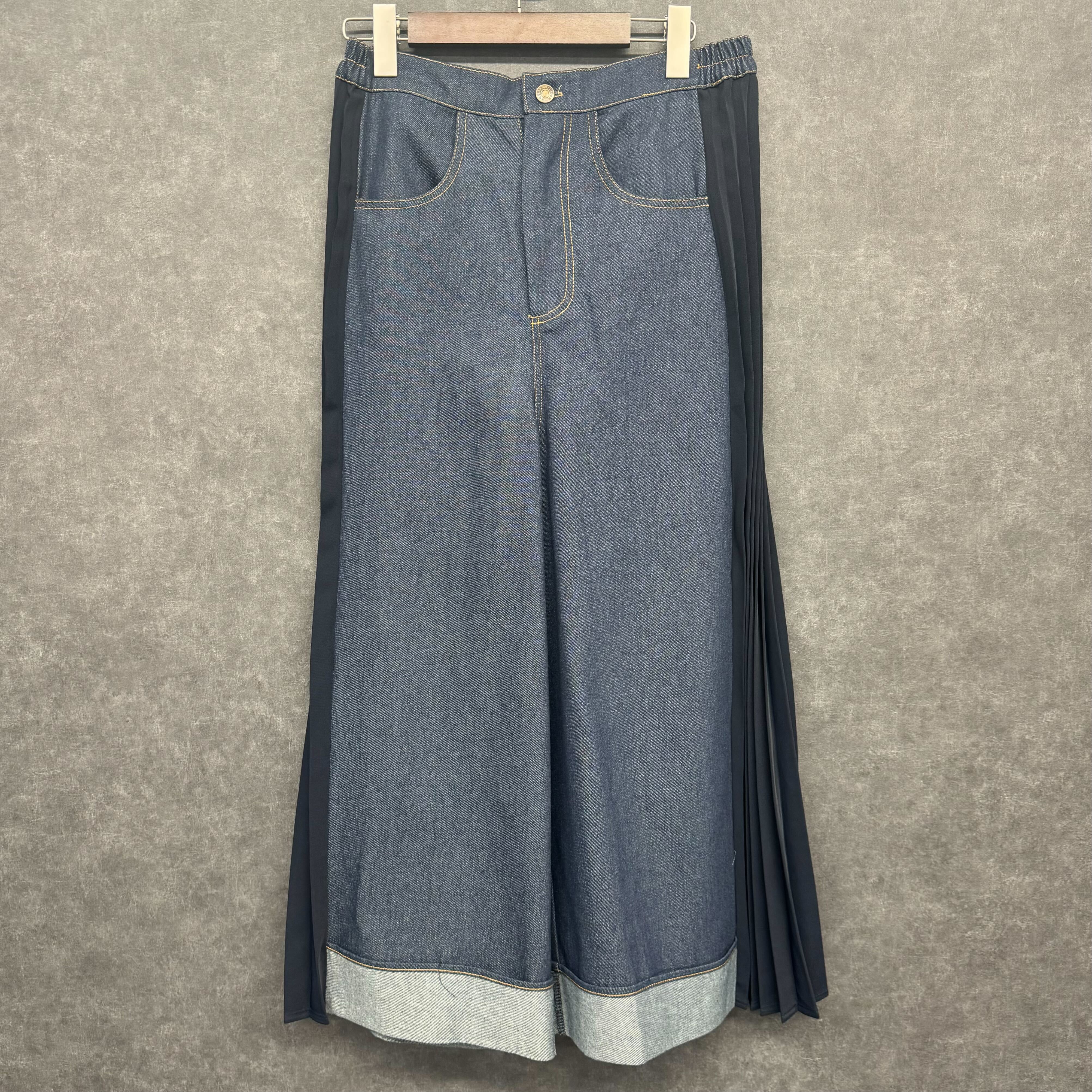 サイドプリーツデニム　ネイビー ※5/28～6/3迄に順次発送予定