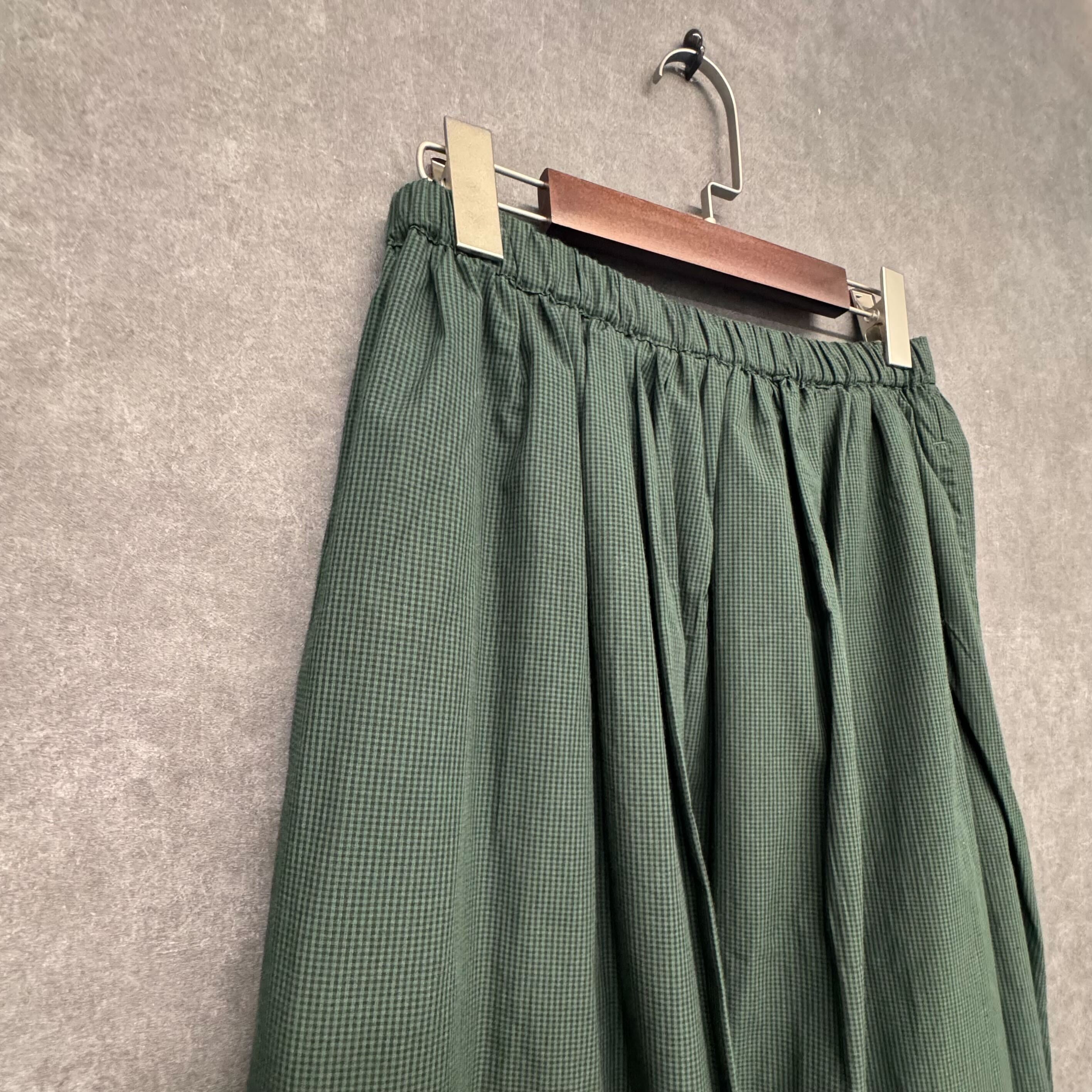 ギンガムチェックギャザースカート　グリーン　※10/28迄に順次発送予定