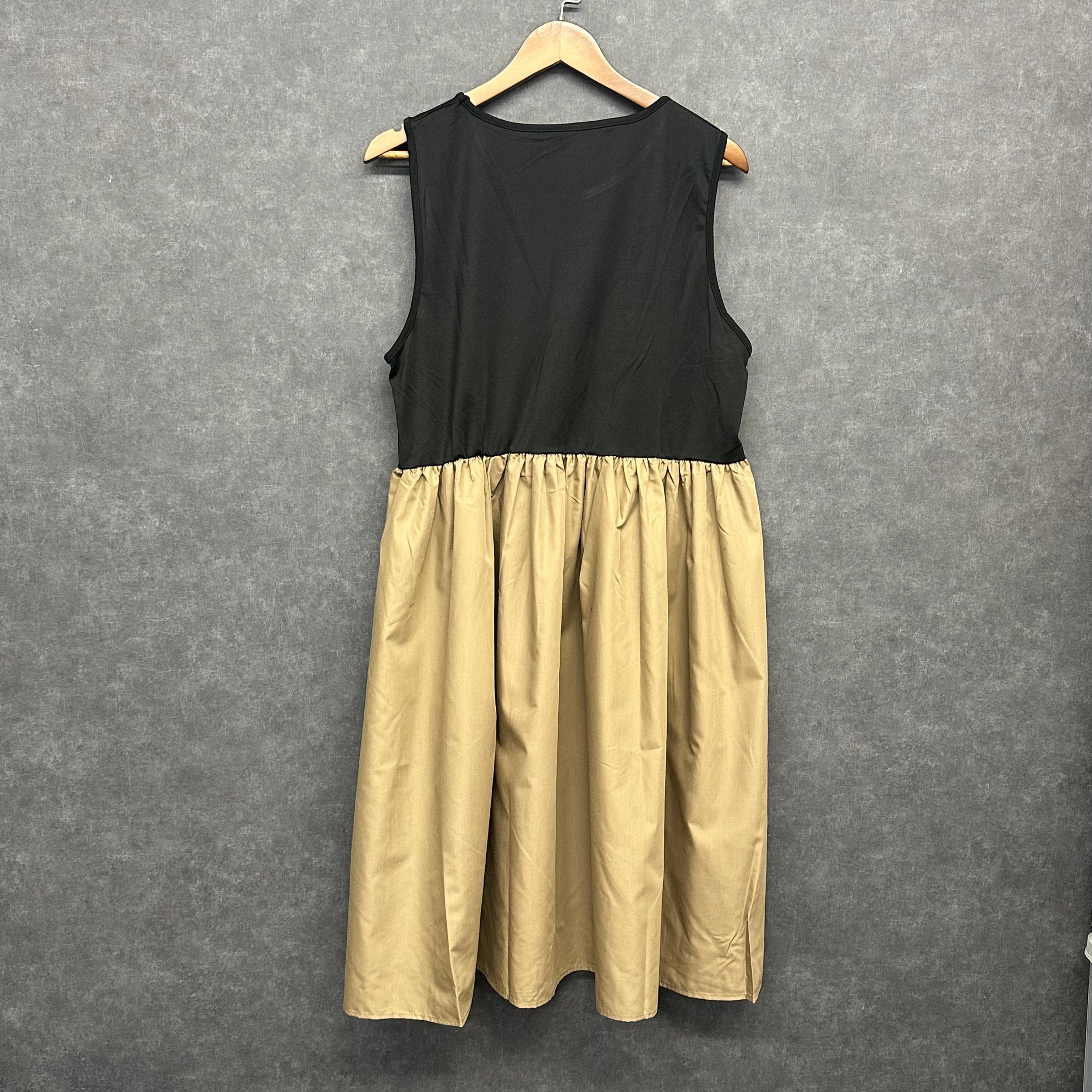 異素材ノースリーブワンピース　ベージュ　※11/5迄に順次発送予定