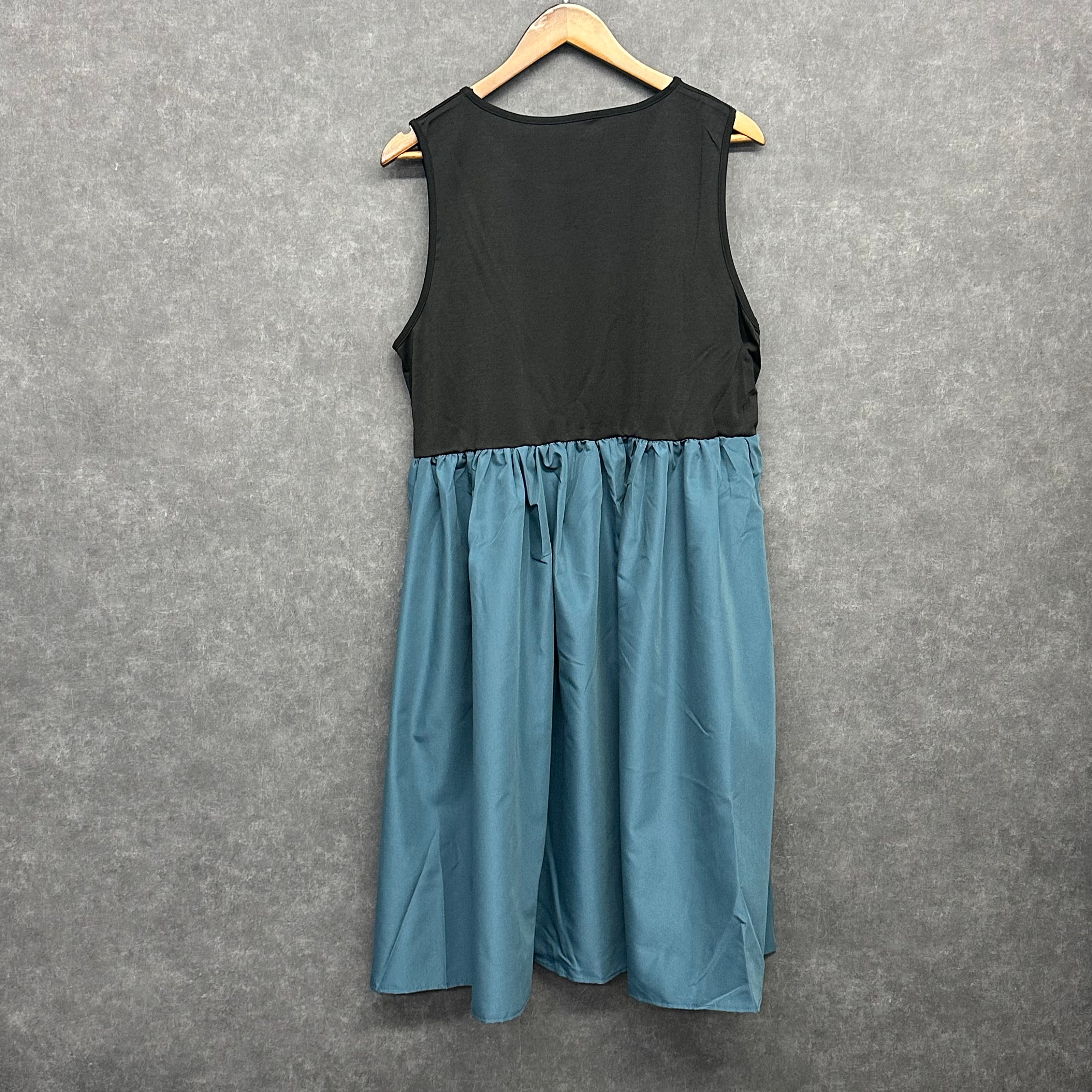 異素材ノースリーブワンピース　ブルー　※11/5迄に順次発送予定