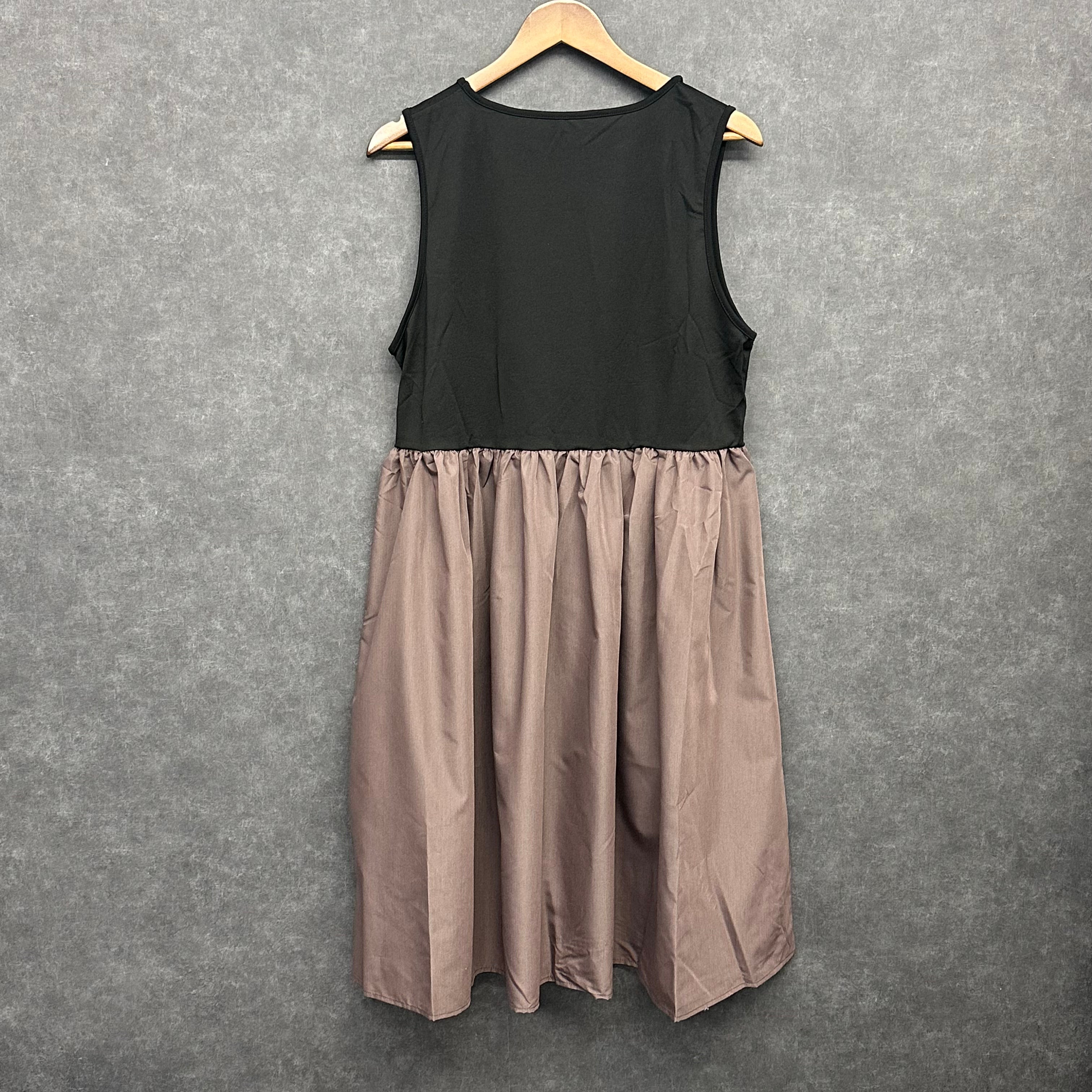 異素材ノースリーブワンピース　ダークブラウン　※11/5迄に順次発送予定