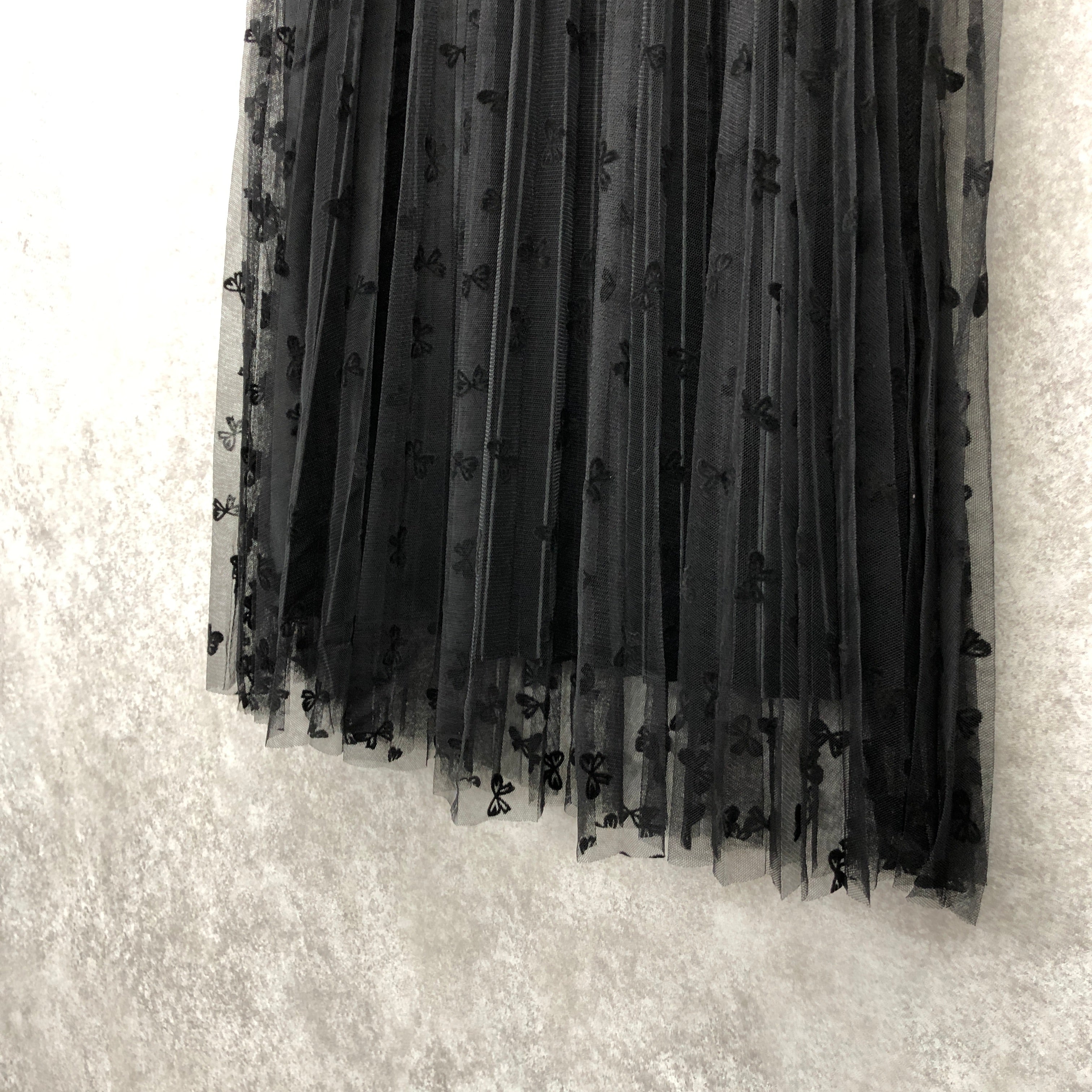 リバーシブル チュールロングスカート ブラック蝶 ※10/15迄に順次発送予定
