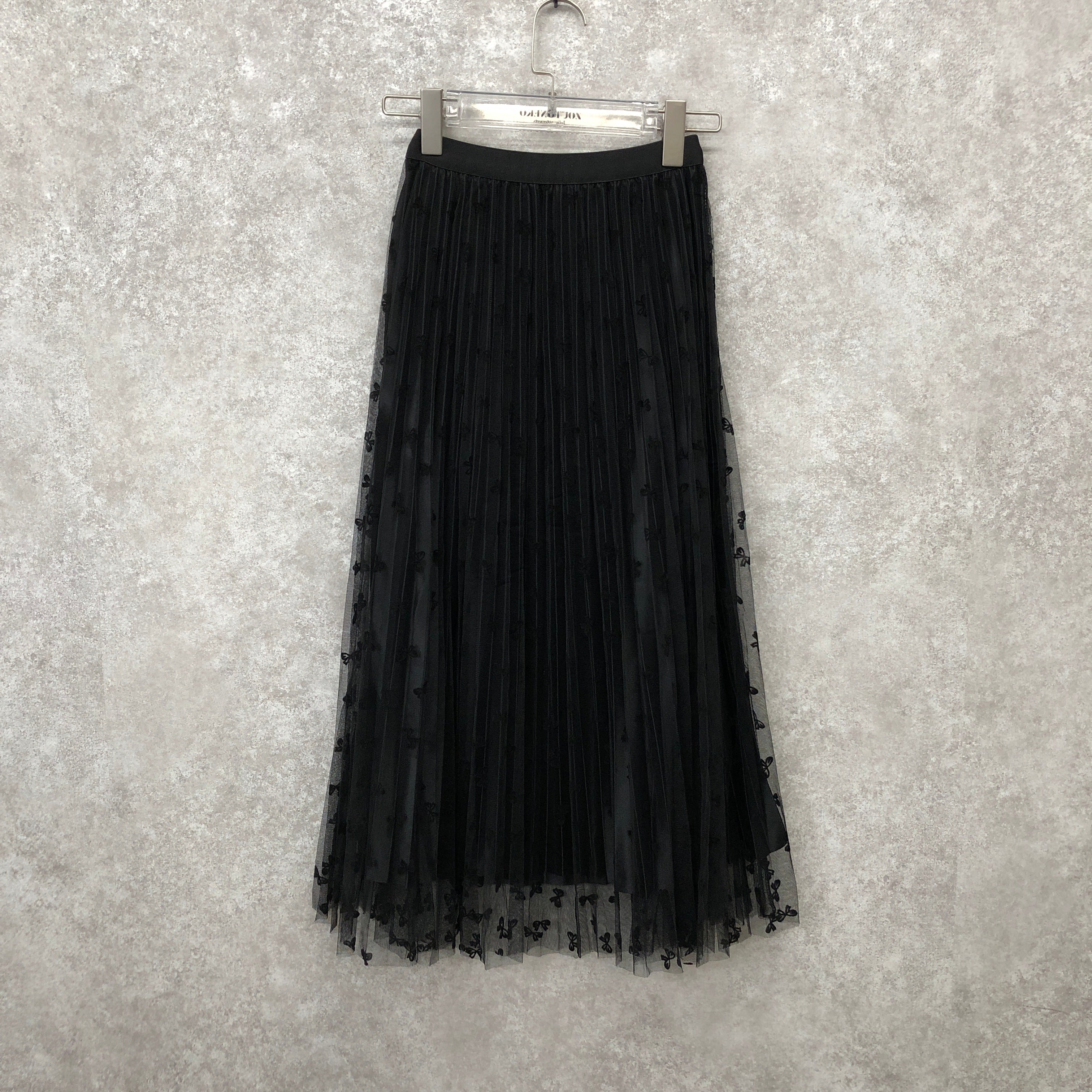 リバーシブル チュールロングスカート ブラック蝶 ※10/15迄に順次発送予定