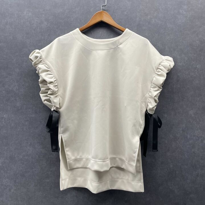 サイドリボンベスト ベージュ※4/9～15迄に順次発送予定