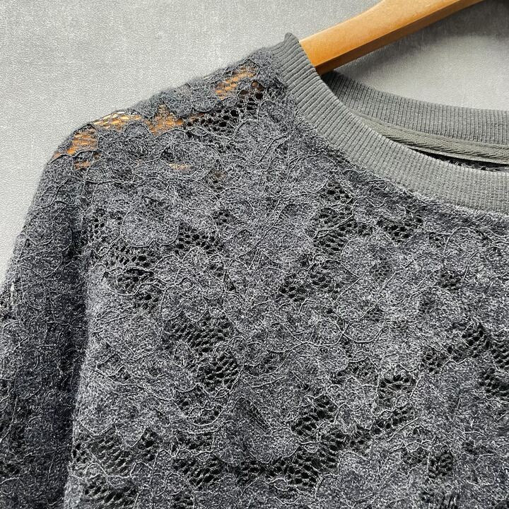 リブネックレースチュニックTシャツ ブラック ※3/4迄に順次発送予定