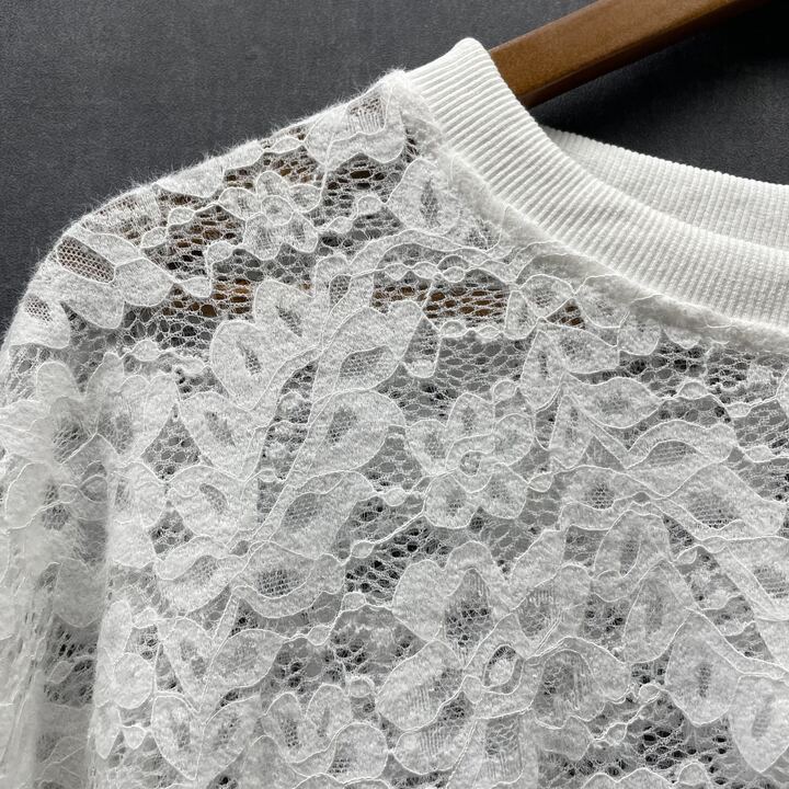 リブネックレースチュニックTシャツ ホワイト ※3/4迄に順次発送予定